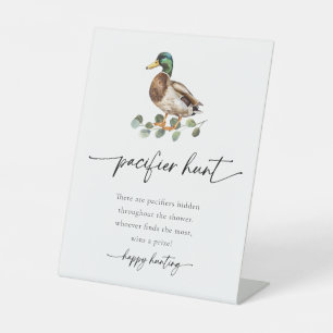 Mallard Duck Pacifier Hunt Game Baby Shower Pedestal Sign