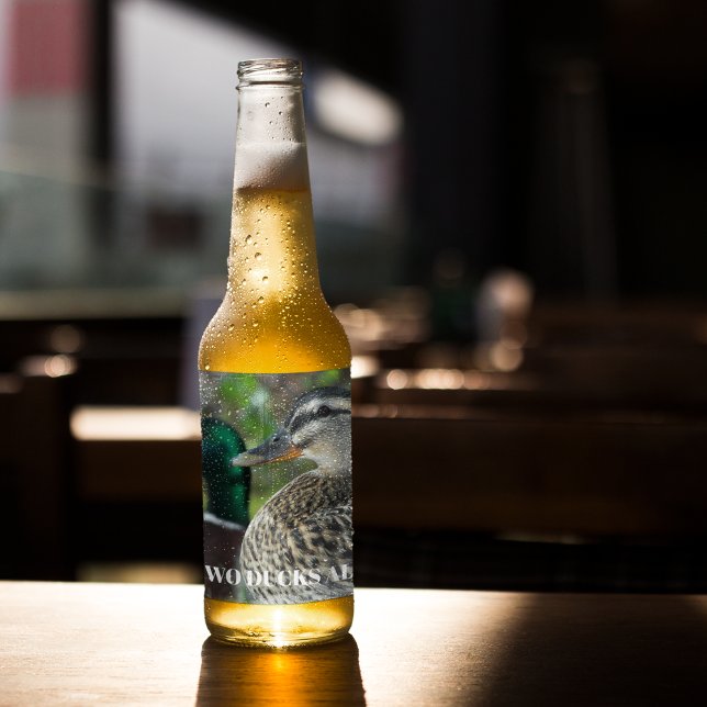 Mallard Duck Pair Photo Personalised Beer Bottle Label (In Situ)