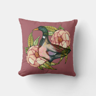 Mallard Duck Peony Nature Lovers Cushion
