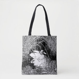 Mallard Duck Photo Black and White Lake Bird Tote Bag