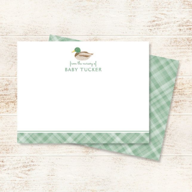 Mallard Duck Preppy Boy Baby Shower Thank You Card (Creator Uploaded)