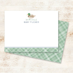Mallard Duck Preppy New Baby Boy Stationery Card