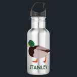 Mallard Duck Realistic Illustration Personalised 532 Ml Water Bottle<br><div class="desc">Create a personalised gift that's perfect for bird lovers when you add their name to this water bottle. It features a realistic style illustration of a male mallard duck in green and brown with a name or other text in coordinating green lettering.</div>
