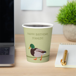 Mallard Duck Realistic Illustration Personalised Paper Cups