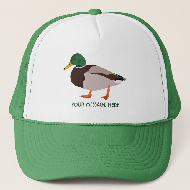 Mallard Duck Realistic Illustration Personalised Trucker Hat (Front)
