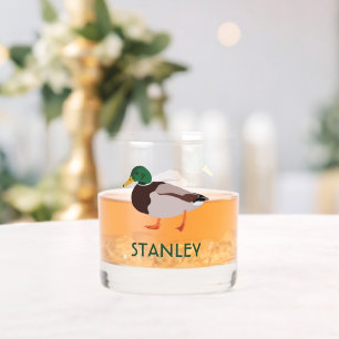 Mallard Duck Realistic Illustration Personalised Whiskey Glass
