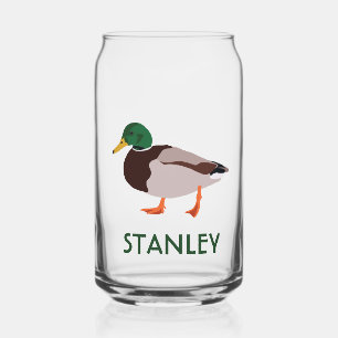 Mallard Duck Realistic Illustration Personalized Can Glass