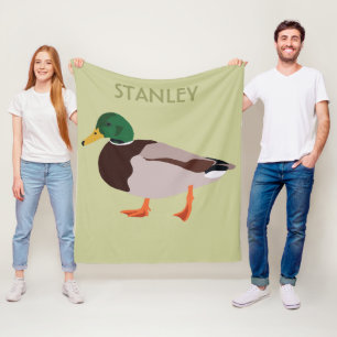 Mallard Duck Realistic Illustration Personalized Fleece Blanket