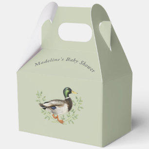 Mallard Duck Sage Green Vintage Baby Shower Favour Box
