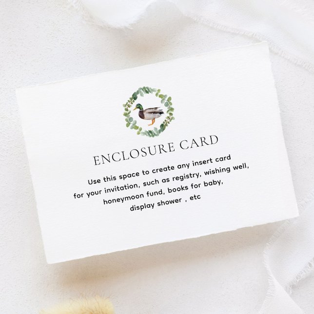 Mallard Duck Theme Baby Shower Custom Enclosure Card (Creator Uploaded)