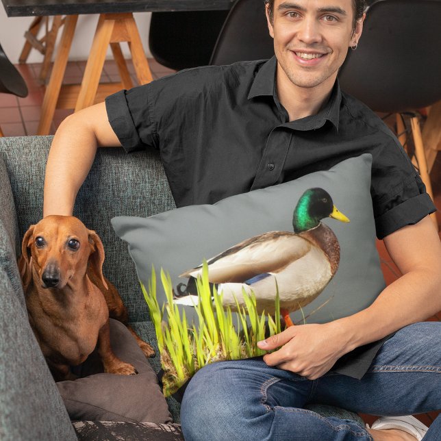 Mallard Duck Wildlife Photo Decorative Cushion (In Situ)