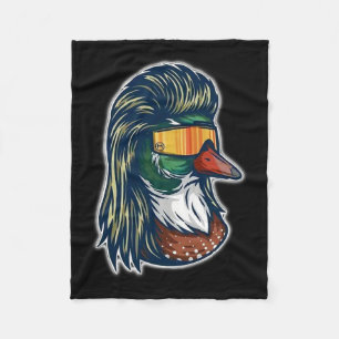 Mallard Duck With Mullet And Gles Fleece Blanket
