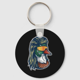 Mallard Duck With Mullet And Gles Key Ring