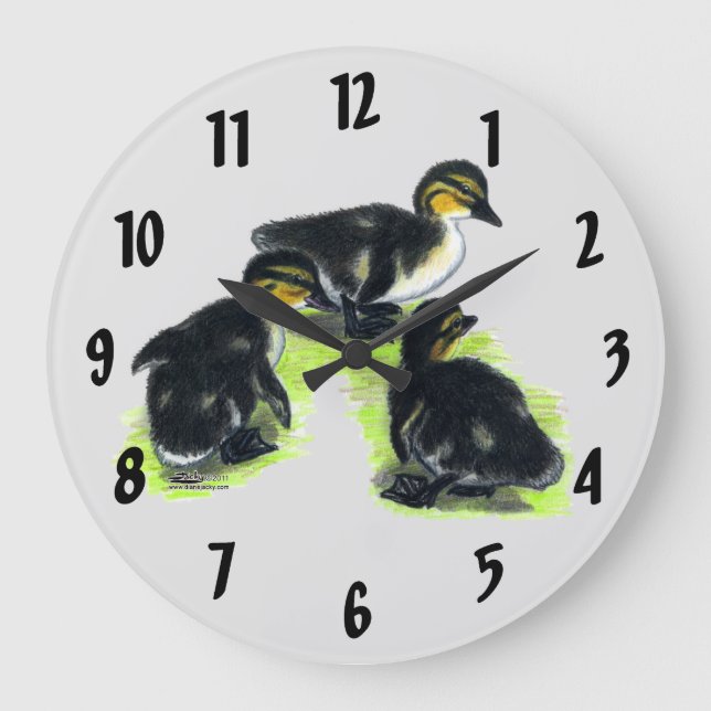 Mallard Ducklings Large Clock (Front)