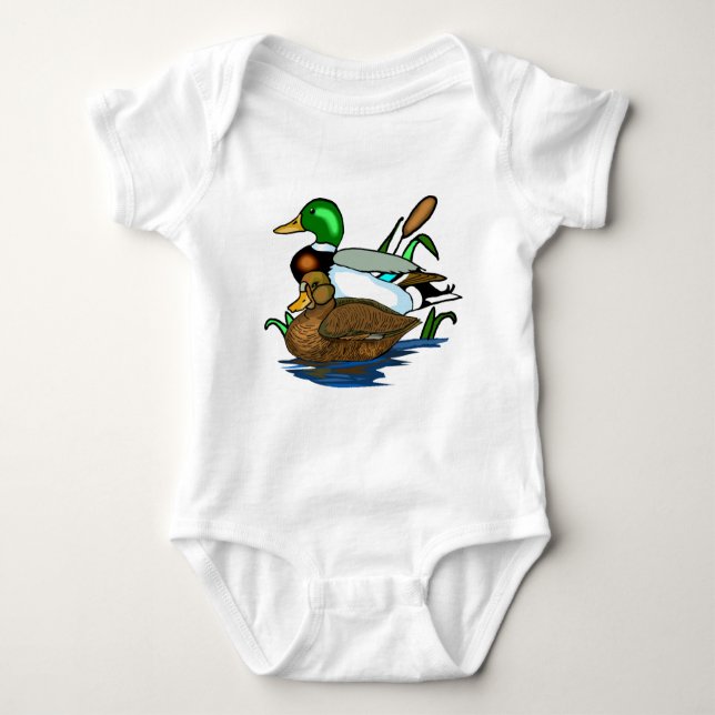 Mallard ducks baby bodysuit (Front)