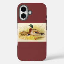 Mallard Ducks Burgundy iPhone 16 Case