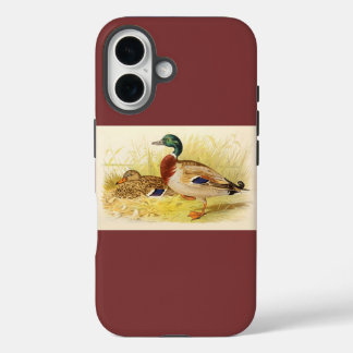 Mallard Ducks Burgundy iPhone 16 Case
