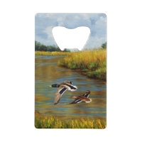 Mallard Ducks Flying Over Pond