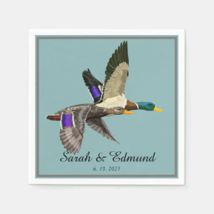 Mallard ducks in flight napkin