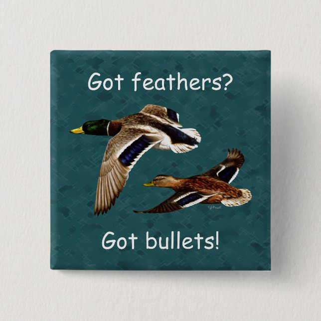 Mallard Ducks in Flight Teal 15 Cm Square Badge (Front)