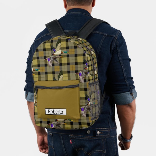 Mallard Ducks On Plaid Printed Backpack (Insitu (Model))