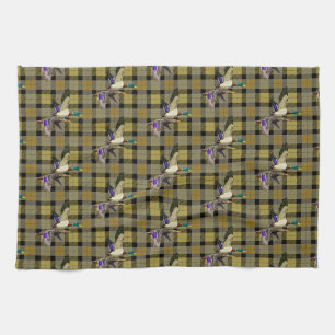 Mallard Ducks On Plaid Tea Towel