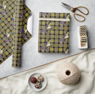 Mallard Ducks On Plaid Wrapping Paper