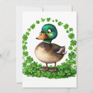 Mallard in a Circle of Clovers Invitation