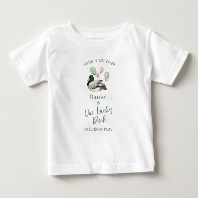 Mallard Lucky Duck 1st Birthday  Baby T-Shirt (Front)