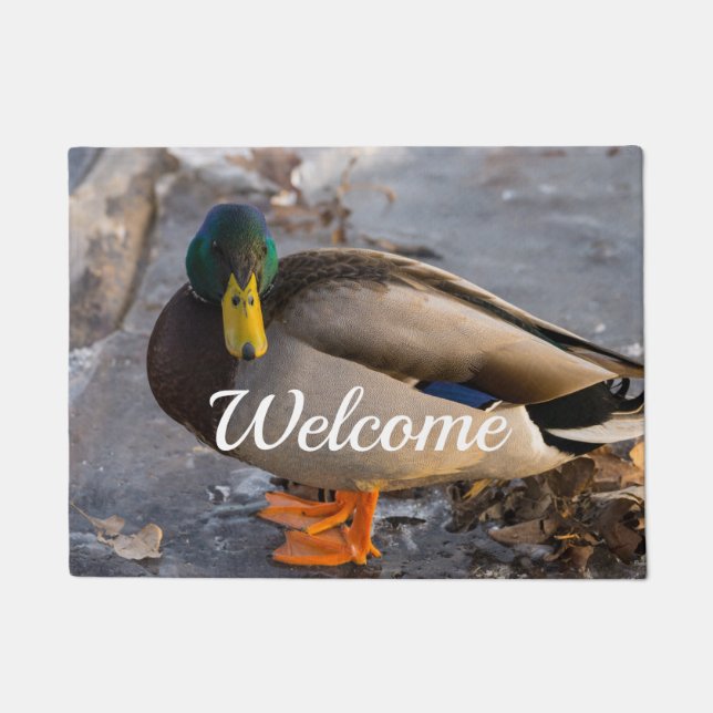 Mallard On Ice Welcome Doormat (Front)