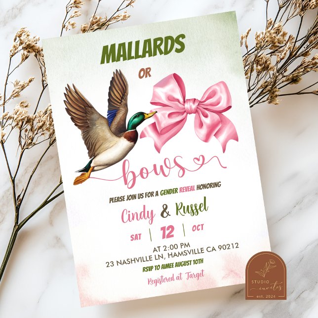 Mallard or bows Gender reveal Invitation (Creator Uploaded)