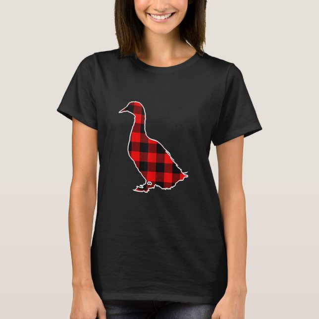 Mallard Red Buffalo Plaid Duck Bird Matching Pj Fa T-Shirt (Front)