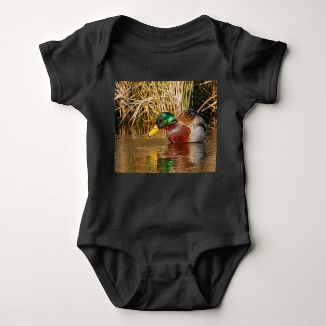 Mallard Sitting in Water Baby Bodysuit (Front)
