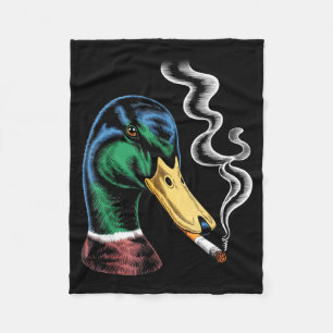 Mallard smoking cigarette meme funny mallard duck fleece blanket