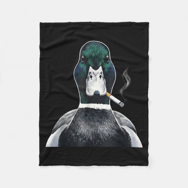 Mallard smoking cigarette meme funny mallard duck fleece blanket (Front)