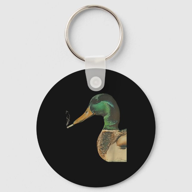 Mallard smoking cigarette meme funny mallard duck key ring (Front)