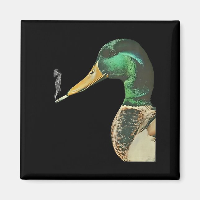 Mallard smoking cigarette meme funny mallard duck magnet (Front)