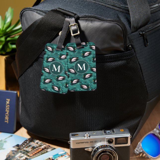 Mallards Swimming in the Water Pattern Luggage Tag (Front & Back)