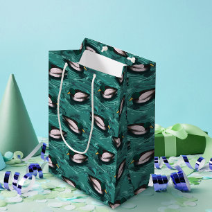Mallards Swimming in the Water Pattern Medium Gift Bag