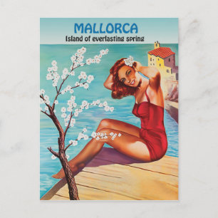 Mallorca, everlasting spring, girl on the coast postcard