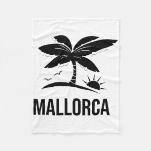 Mallorca Palm Tree Vacation Sunset Beach Ocean Men Fleece Blanket