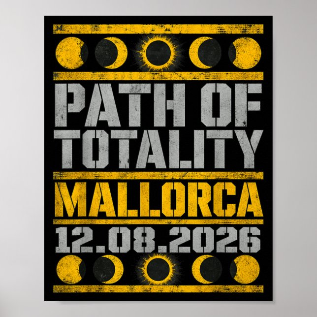 Mallorca Solar Eclipse 2026 - Industrial Stencil Poster (Front)
