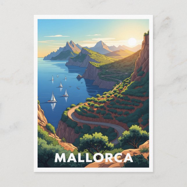 Mallorca, Spain – Coastal Road Postcard (Front)