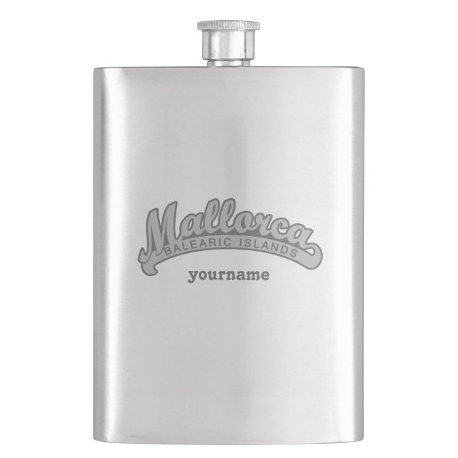 MALLORCA Spain custom monogram flask (Front)