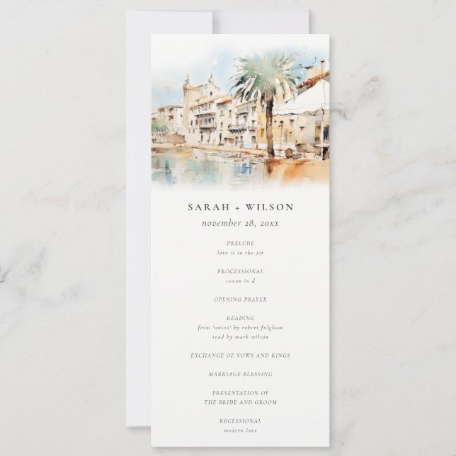 Mallorca Spain Landscape Wedding Program Invitation (Front)