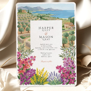 Mallorca Spain Mediterranean Coast Olive Wedding Invitation
