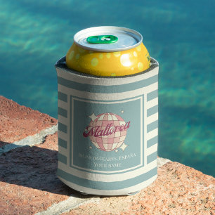 Mallorca Spain striped summer drink can cooler 