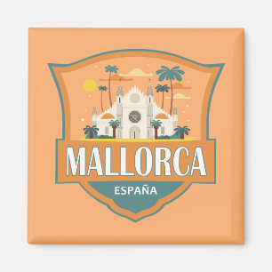 Mallorca Spain Travel Retro Badge Magnet