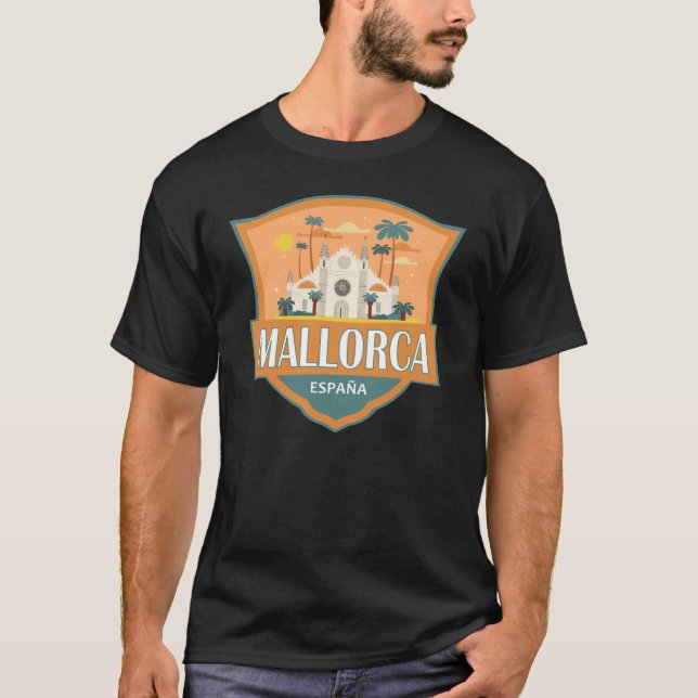 Mallorca Spain Travel Retro Badge T-Shirt (Front)