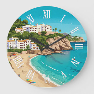 Mallorca Spain Travel Vintage Large Clock